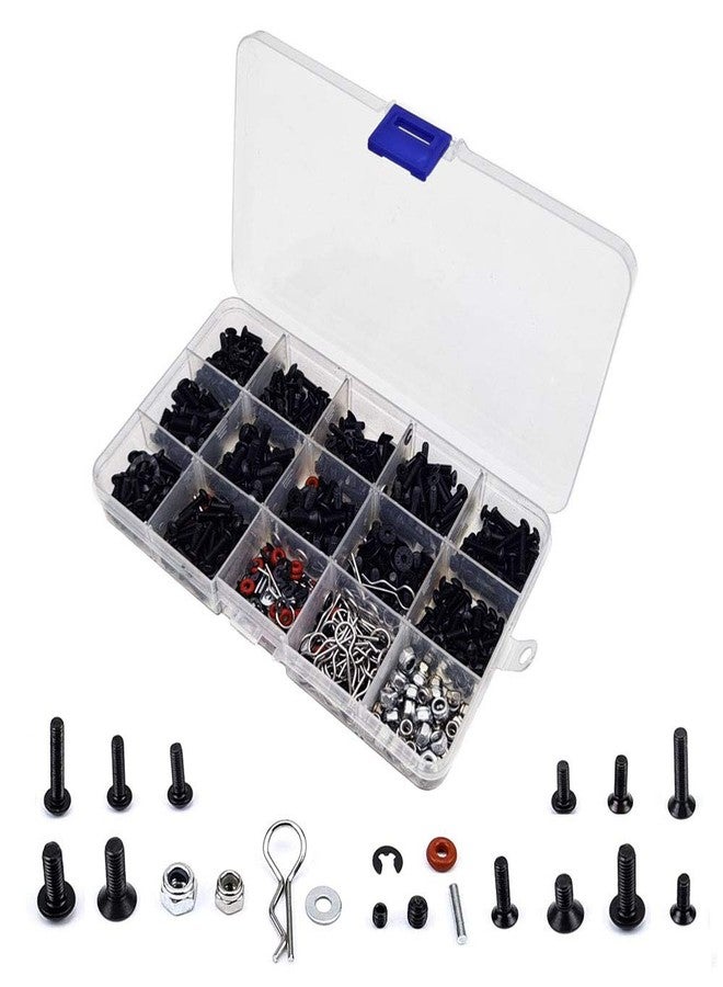 Nuofan 500pcs RC Car Screws Kits M3/M4/E Buckle/Shell Buckle/Screw Nuts/Hex Screws/Plugs RC Repair Tool Kit for HSP/Wltoys/Traxxa Scale RC Cars (500pcs) - Image 1